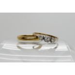 A 9ct gold three stone diamond ring set with estimated approx 0.20cts of diamonds, size M1/2, weight
