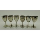 A set of six miniature silver goblets by Finnigans Limited, London 1907, each 7.3cm high, 213gms