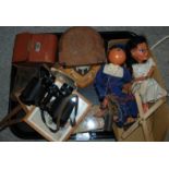A pair of Carl Zeiss Jena binoculars in case, two Pelham puppets etc Condition Report: Available