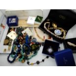 A large collection of costume jewellery to include Swarovski, Monet, Murano glass beads, Ciro,