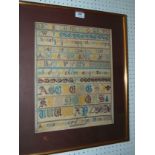 A Victorian alphabet sampler, dated Nov 1882, 40 x 31cm, framed and glazed Condition Report: