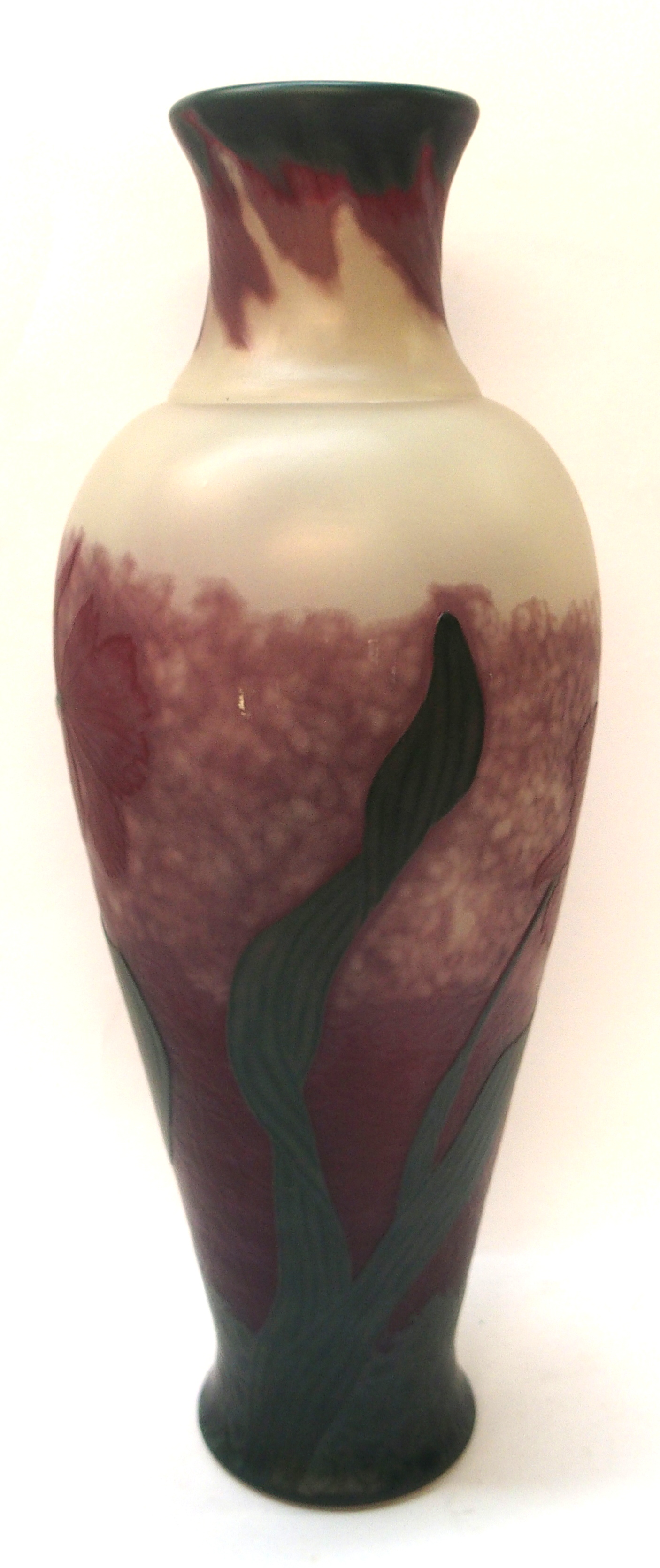 A Le Rosey, Paris cameo art glass vase decorated with flowers, 44cm high Condition Report: nice - Image 2 of 6