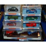 A tray lot of Dinky models in original boxes and a large box of other models in pine chest Condition