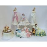 Six Royal Doulton figures including The Love Letter HN2149, Solitude HN2810, Meditation HN2330,