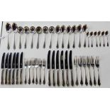 A silver part cutlery set, maker's marks CC, Sheffield 1973 comprising six dinner forks, six dessert