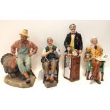 Four Royal Doulton figures including The Bachelor HN3219, The Auctioneer HN2988, Pride and Joy