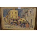 HOPE WESTON French street scene, signed, watercolour, date, (19)35, 35 x 50cm and another (2)