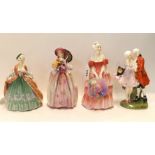 Four Royal Doulton figures including The Perfect Pair, Veronica HN1517, June HN1691 and Sibell