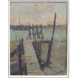 STEVENS Low tide, Shoreham, signed, oil on board, 46 x 35cm Condition Report: Available upon