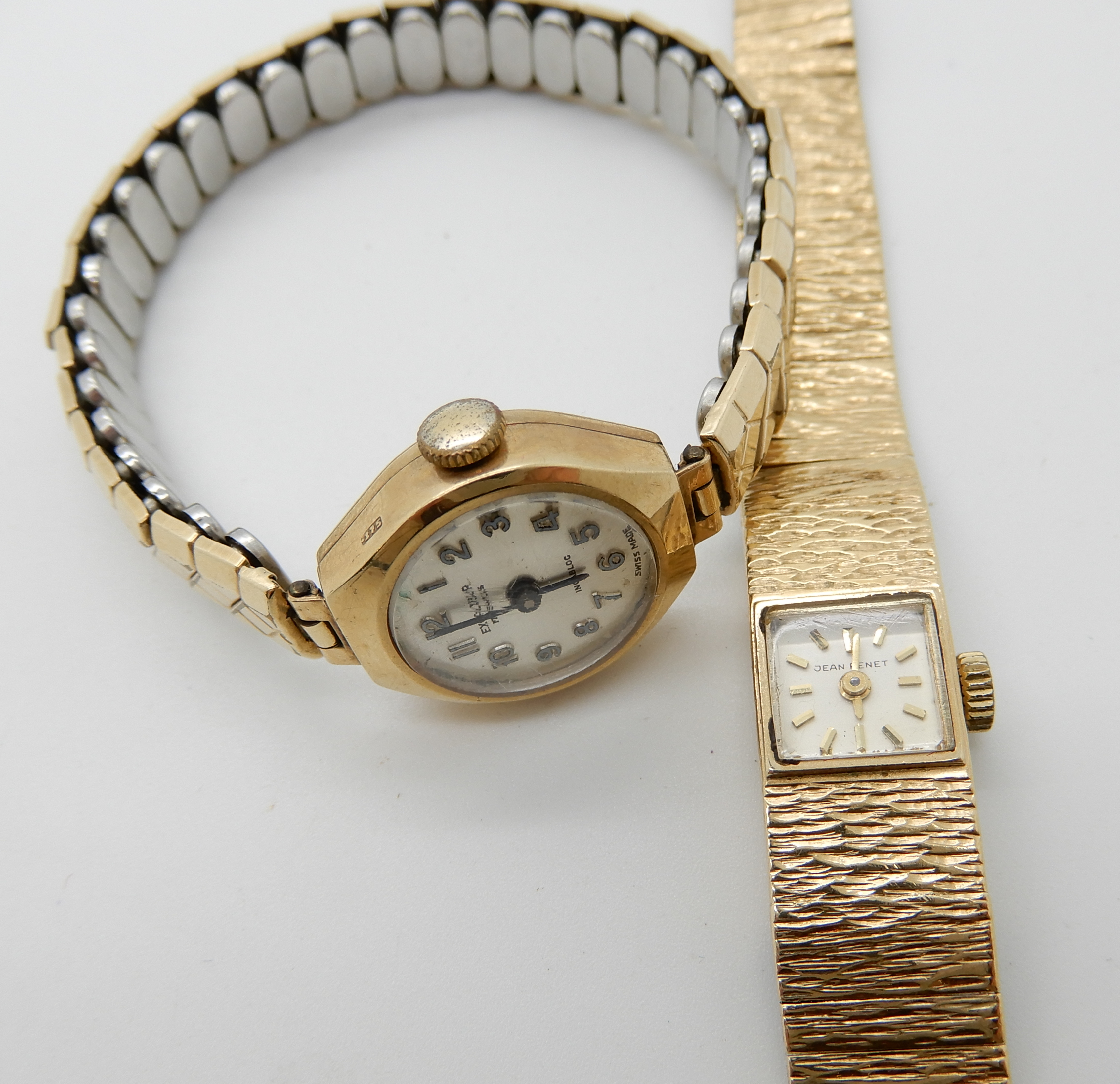 A 9ct gold Jean Renet ladies wristwatch, weight including mechanism 27.8gms, together with a 9ct