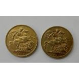 Two gold full sovereigns, 1904, 1927 Condition Report: Available upon request