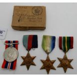 A WWII war medal with '39-'45 star, Atlantic and Pacific stars Condition Report: Available upon