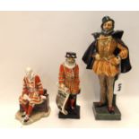 Three Royal Doulton figures including Sir Walter Raleigh HN2015, Yeoman of the Guard HN2122 and a