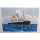 E W BEARMAN RMS Majestic, signed, gouache, dated, 1957, 58 x 82cm Condition Report: Available upon