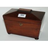 A mahogany two division tea caddy, 20cm wide Condition Report: Available upon request