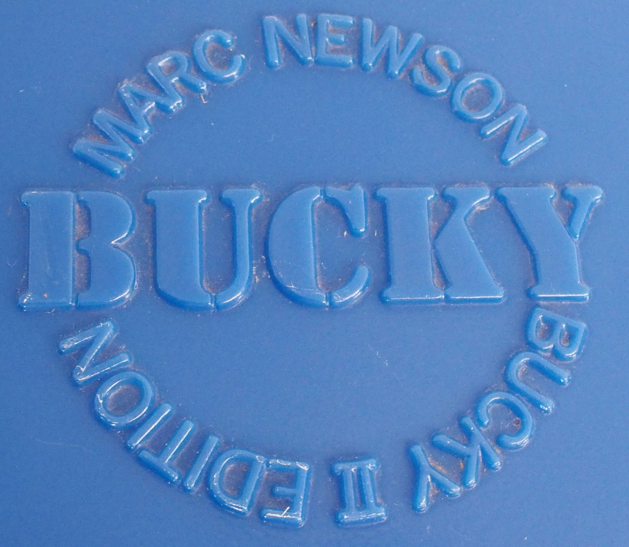 A MARC NESON BLUE "BUCKY" CHAIR II EDITION 97cm wide, the moulded plastic chair was designed for the - Image 6 of 10