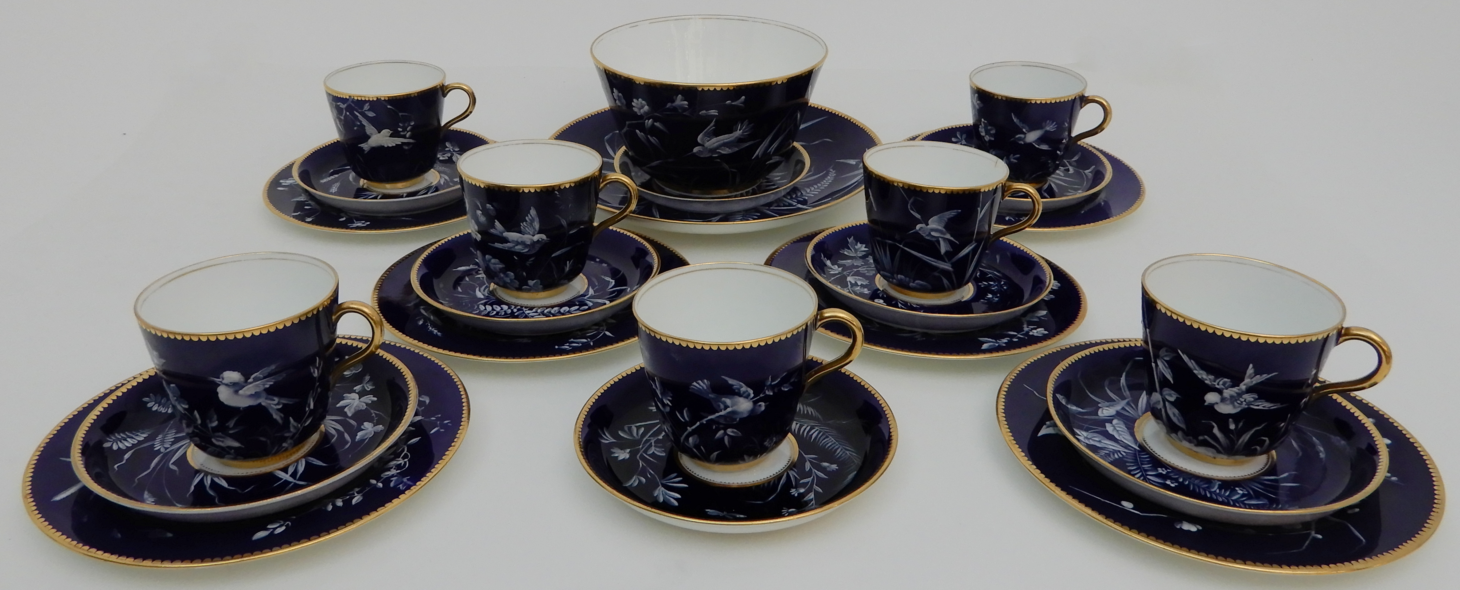 A LATE 19TH CENTURY T.C. BROWN-WESTHEAD MOORE AND CO PATE SUR PATE TEASET comprising eight cups, - Image 14 of 19