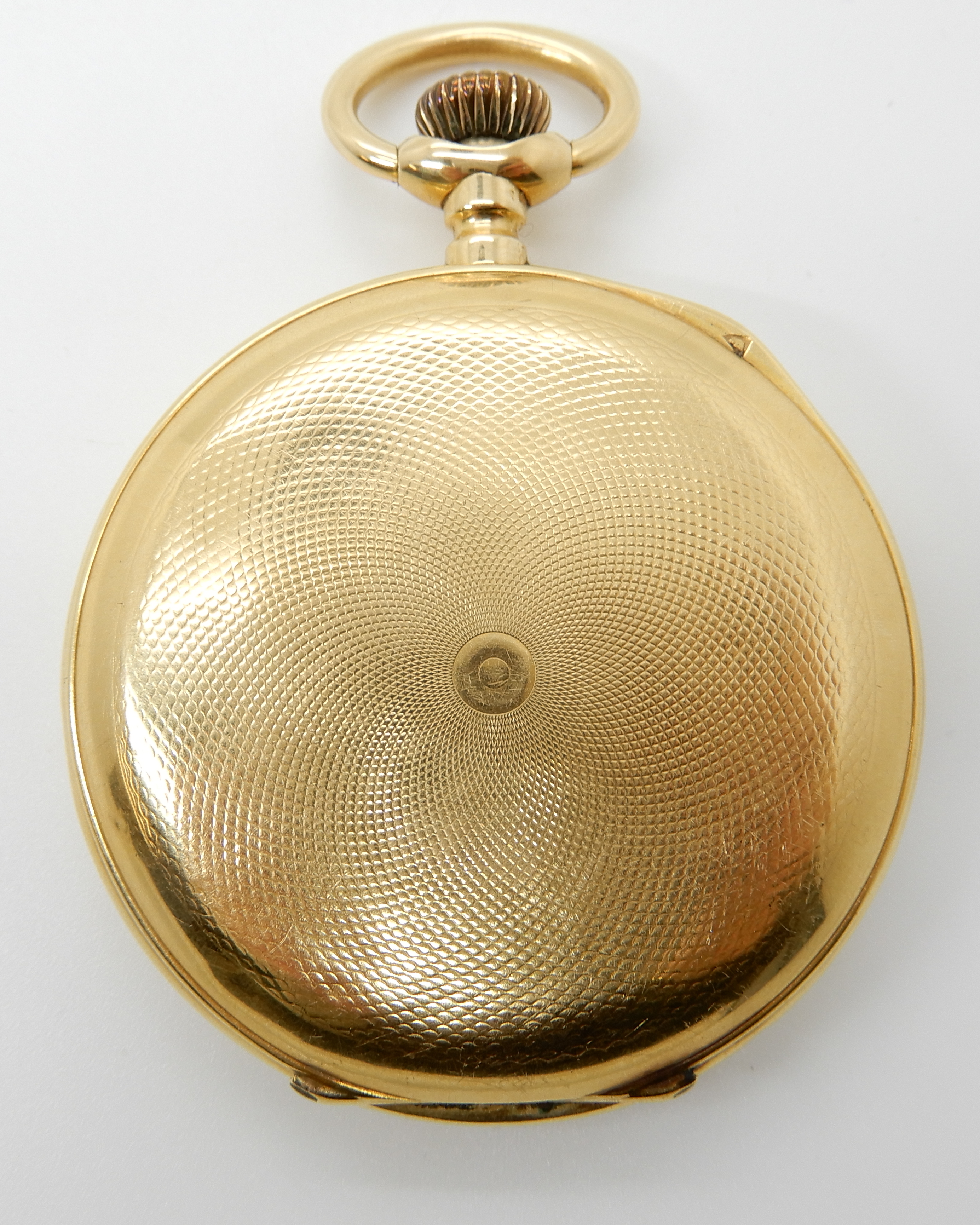 AN 18CT GOLD WALTHAM FULL HUNTER POCKET WATCH with white enamel dial, black Roman numerals, and - Image 5 of 9