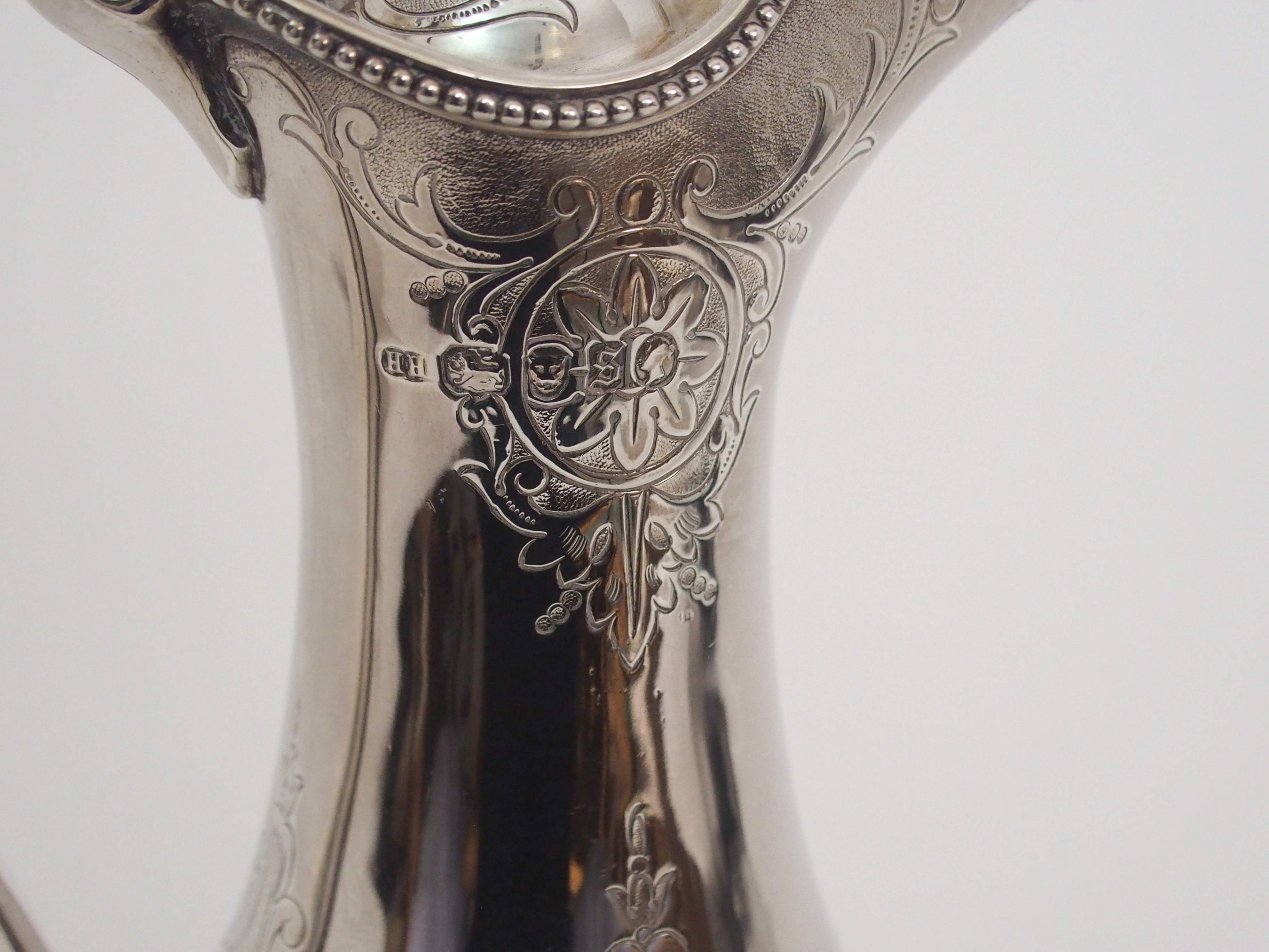 A VICTORIAN SILVER CLARET JUG by Harrison Brothers & Howson, London 1873, of baluster form with - Image 8 of 8
