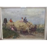 H SEIKOWICZ Gathering the hay, signed, oil on board, 24 x 33cm Condition Report: Available upon