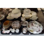 Assorted rose decorated items including Royal Crown Derby, Spode and white glazed items including