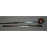 A Scottish basket hilt sword in metal scabbard Condition Report: Available upon request