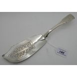 A silver fish slice, possibly by William Knight, London 1825, fiddle pattern, the blade with pierced