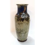 A Royal Doulton stoneware vase with flower decoration Condition Report: Available upon request