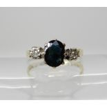 An 18ct gold sapphire and diamond accent ring size O1/2, weight 3.5gms Condition Report: Available