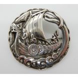 A silver Robert Allison Viking longship brooch Condition Report: Not available for this lot