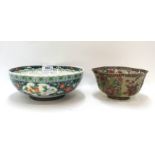 Plique Du Jour bowl together with a ceramic bowl Condition Report: Available upon request