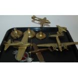 A tray lot of various brass aeroplane desk stands (def) Condition Report: Available upon request