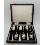 A cased set of six silver grapefruit spoons, Sheffield 1969 Condition Report: Available upon