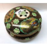 A Noritake circular box and cover with chinoiserie style decoration 18.5cm diameter Condition