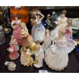 Twelve Doulton figures including Miss Kay, Sheila, Kathleen, Sophie, Claire, Flowers for Mother,