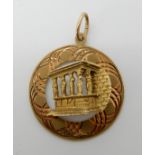 A 14ct gold pendant of a classical ruin, weight 3.7gms Condition Report: Available upon request
