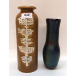 A Lisa Larson for Gustavsberg pottery vase, 25.5cm together with a John Ditchfield for Glasform