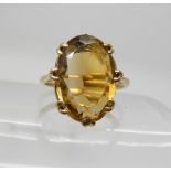 A 9ct gold citrine set ring, size N1/2, weight 3.1gms Condition Report: Available upon request