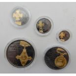 A cased 2018 Armistice Centenary Remembrance gold five coin set - five pounds, double sovereign,