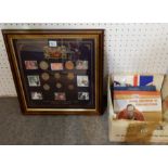 A framed Queen Elizabeth 1953 Coronation set, souvenir programme, Coronation crown, stamps etc, with