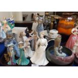 Assorted figures including Nadal mother and child, Nao, Coalport and assorted other figures and