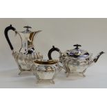 A part silver plated tea service, water pot, teapot and sugar bowl (3) Condition Report: Available