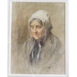 HENRY WRIGHT KERR The White Mutch, monogrammed watercolour, 37 x 28cm Condition Report: Available