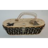 A Suki original retro handbag, 29cm wide and an embroidered picture Condition Report: Available upon
