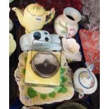 Crown Devon teapot, Royal Winton example, Clarice Cliff vase and other decorative ceramics Condition