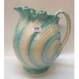 A Nautilus ewer in blue and cream Condition Report: chipped.