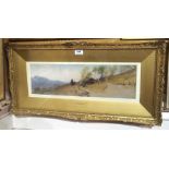 T M RICHARDSON near Castleton at Braemar, monogrammed, watercolour, 16 x 53cm Condition Report: