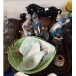 A Royal Doulton Black Beauty and foal, Coalport figure The News Sheet and assorted other items