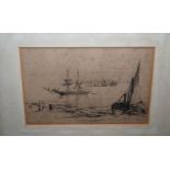 SIR FRANCIS SEYMOUR-HADEN Purfleet on the Thames, Etching, 13.5 x 20.5cm and another three prints (