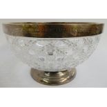 A silver plate mounted cut glass punch bowl Condition Report: Available upon request